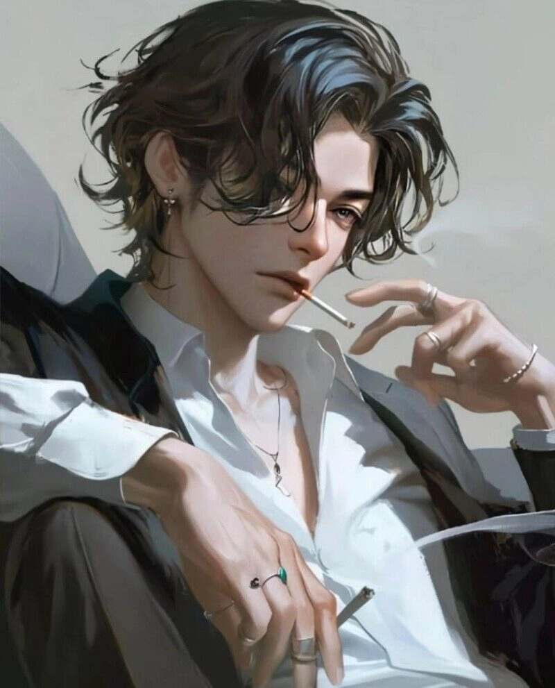 ảnh anime nam hút thuốc buồn