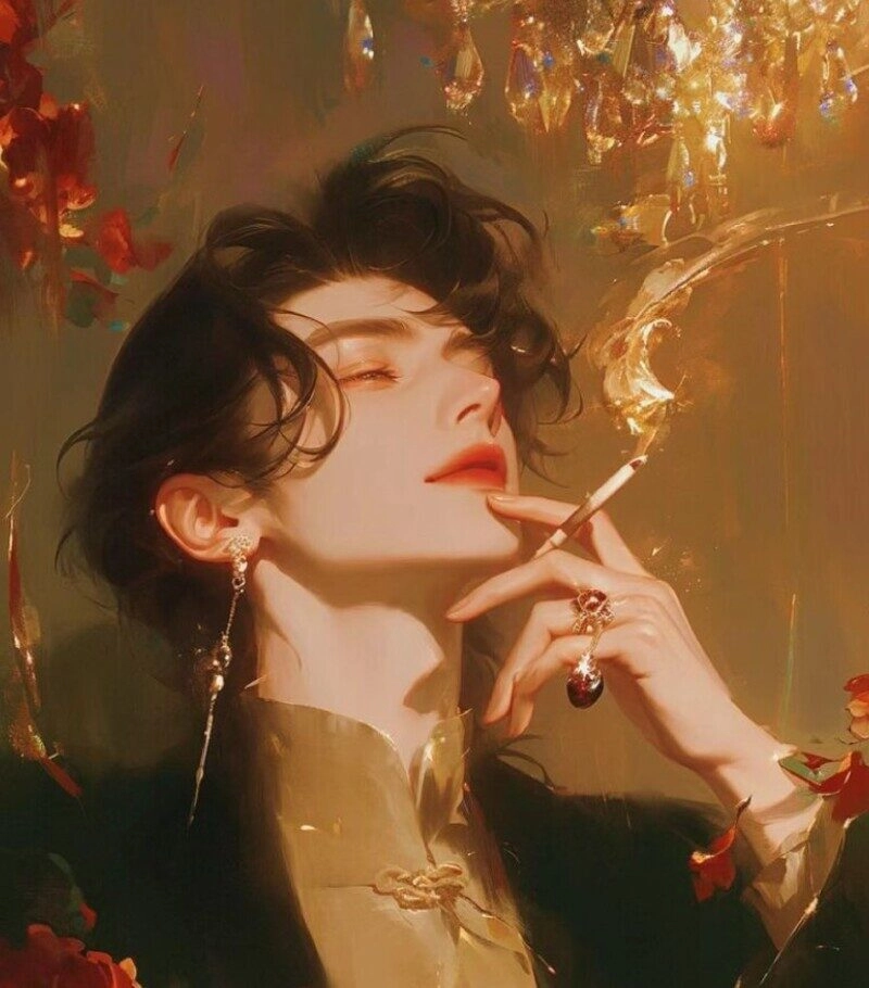 ảnh anime nam hút thuốc buồn