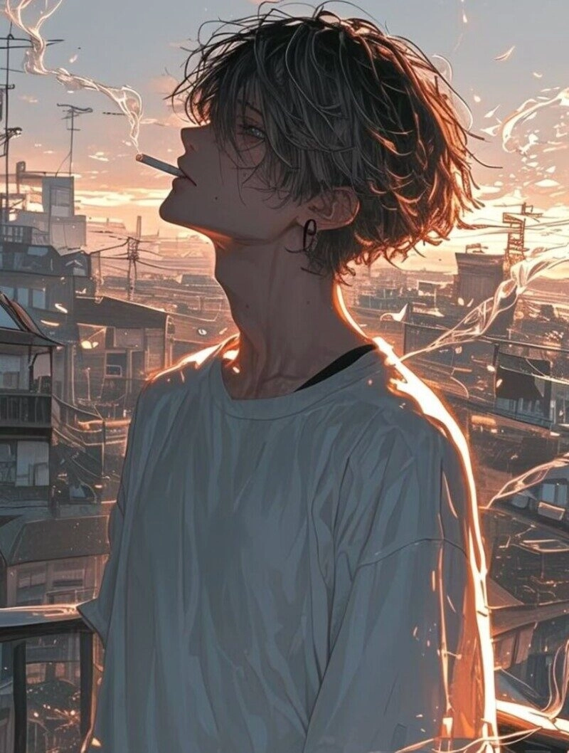 ảnh anime nam hút thuốc ngầu