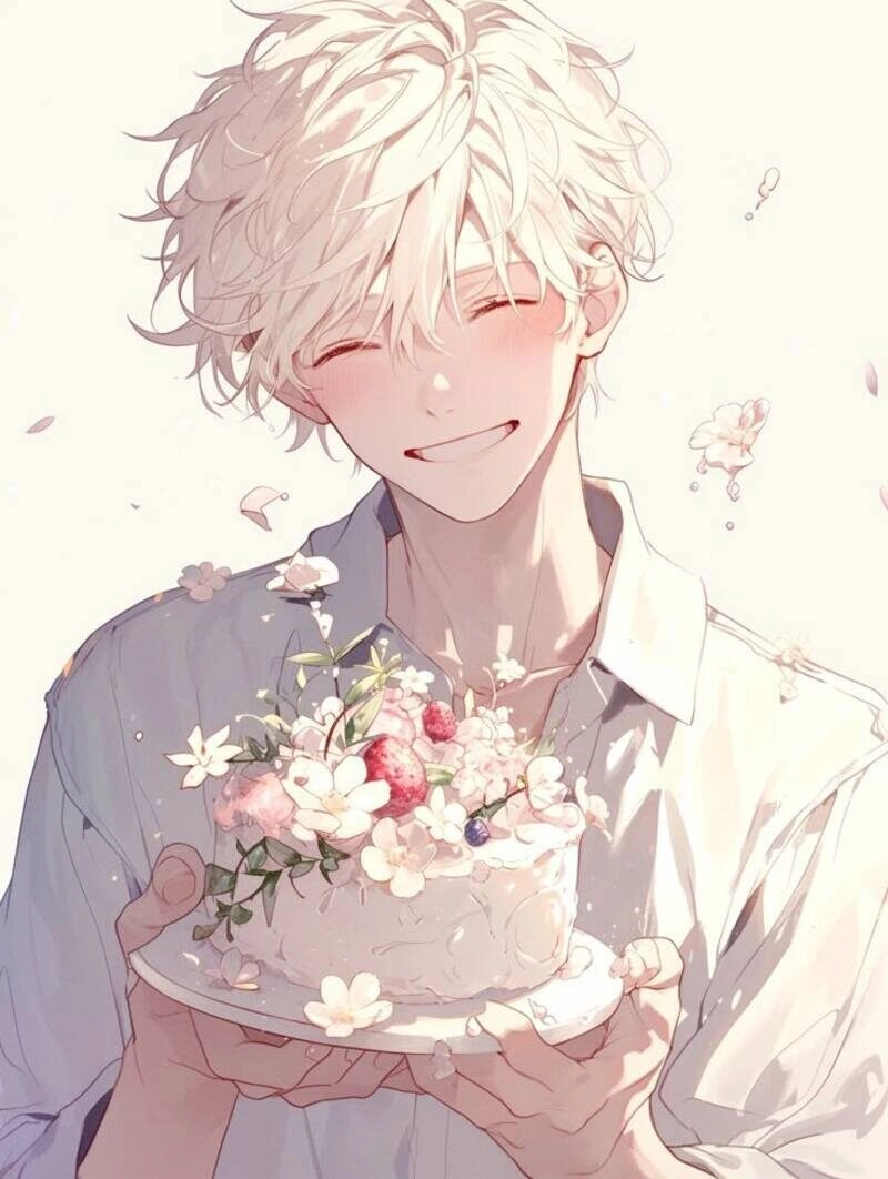 ảnh anime nam tóc trắng cute