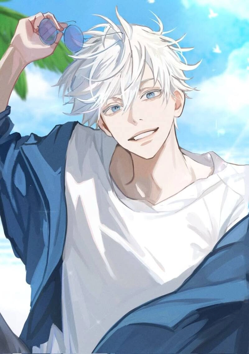 ảnh anime nam tóc trắng cute