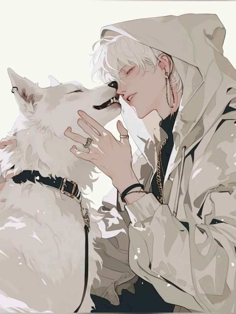 ảnh anime nam tóc trắng cute