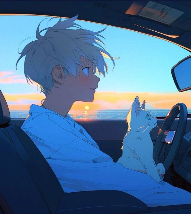 ảnh anime nam tóc trắng cute