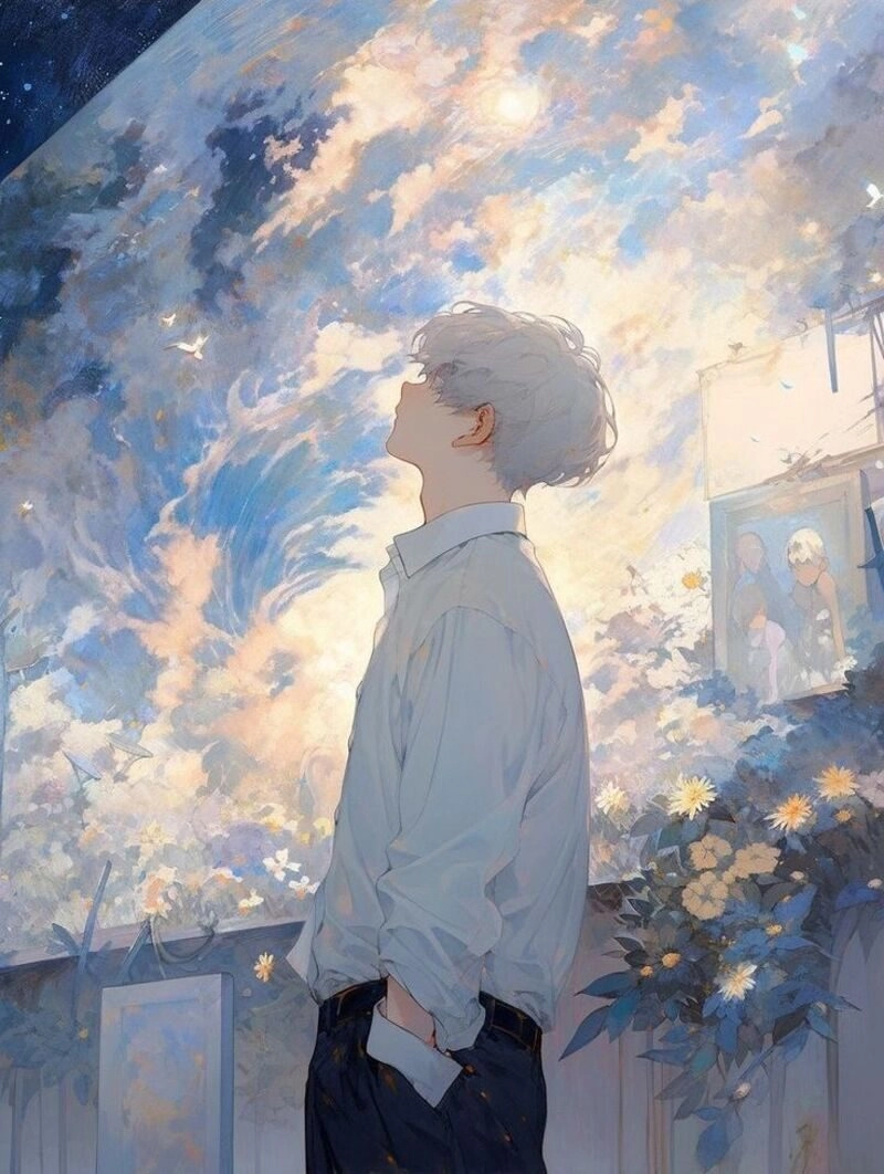 ảnh anime nam tóc trắng lạnh lùng