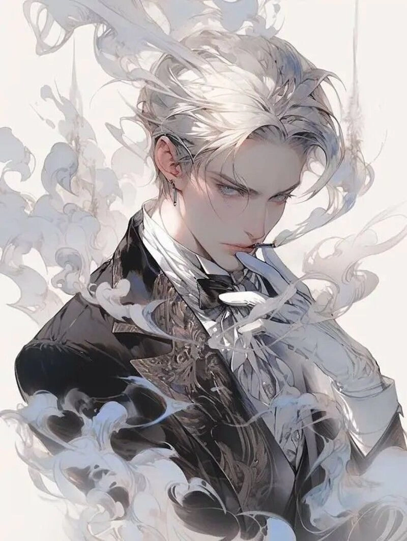 ảnh anime nam tóc trắng lạnh lùng