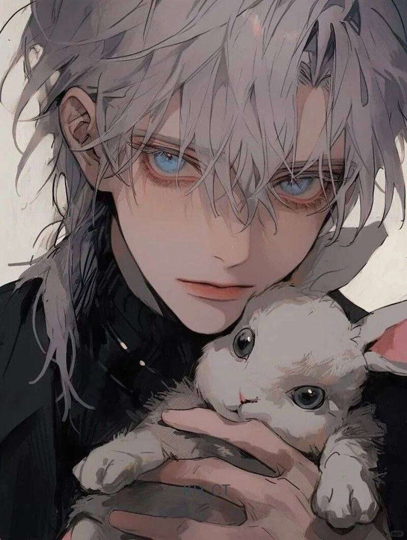 ảnh anime nam tóc trắng lạnh lùng