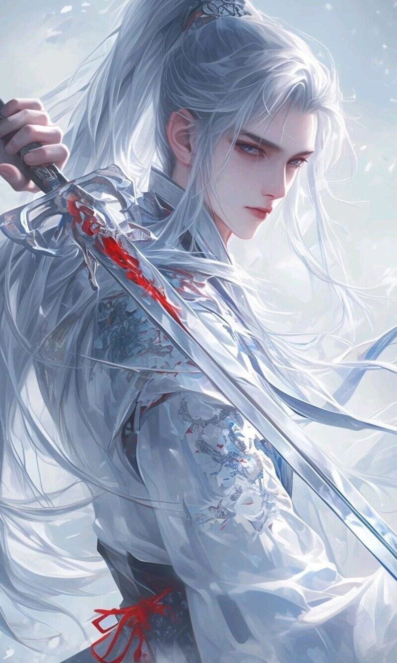 ảnh anime nam tóc trắng mắt đỏ