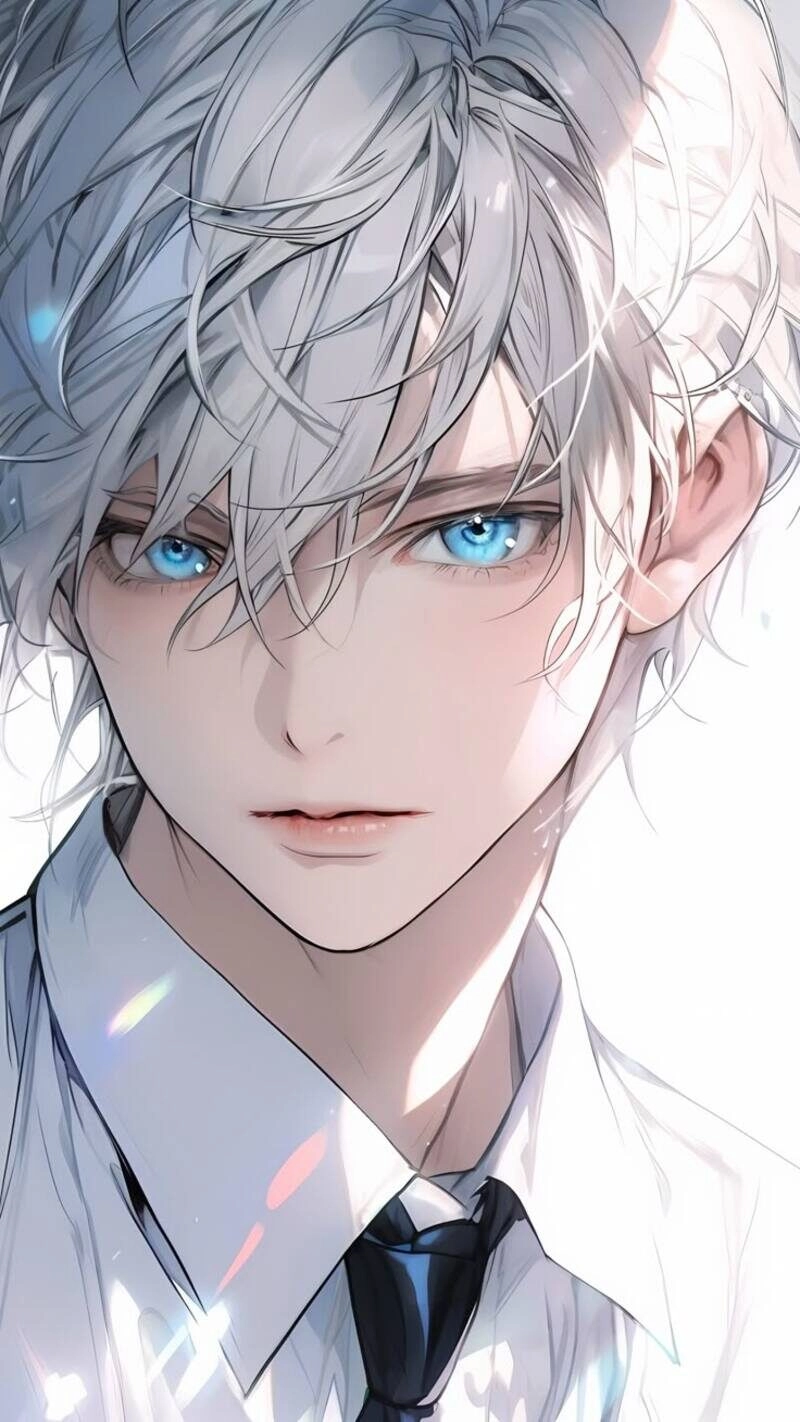 ảnh anime nam tóc trắng mắt xanh