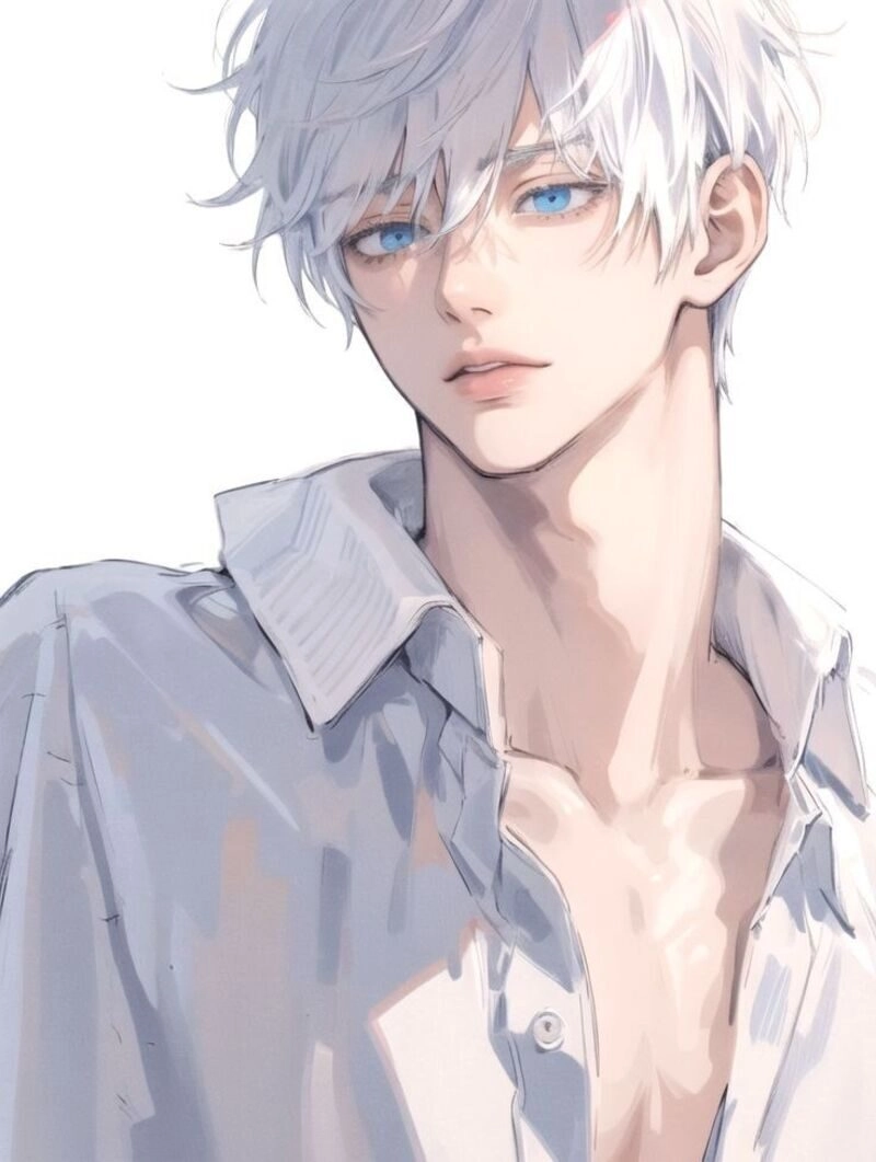 ảnh anime nam tóc trắng mắt xanh