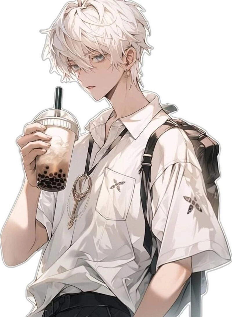 ảnh anime nam tóc trắng mắt xanh