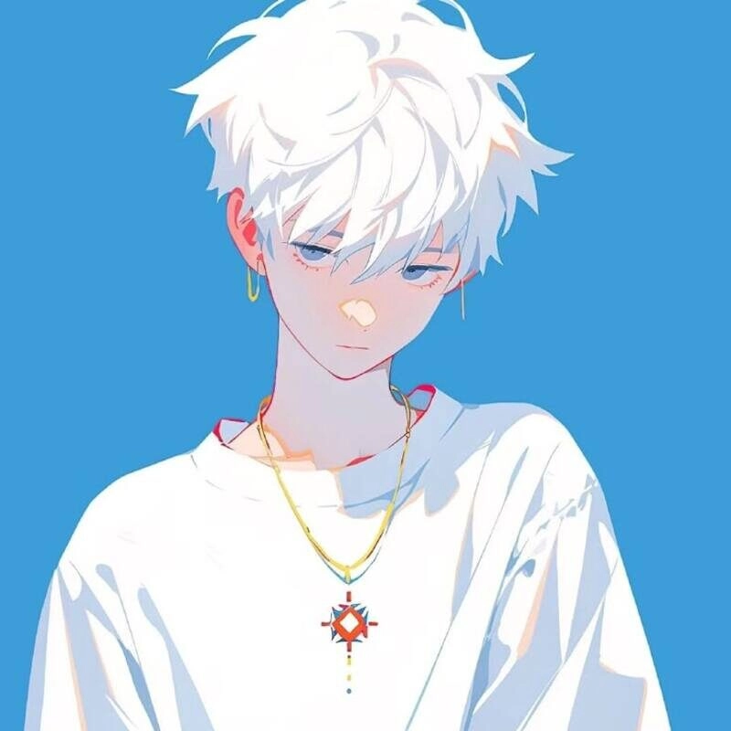 ảnh anime nam tóc trắng mắt xanh