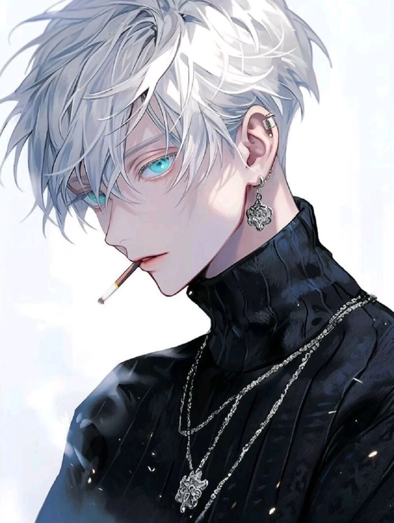 ảnh anime nam tóc trắng ngầu