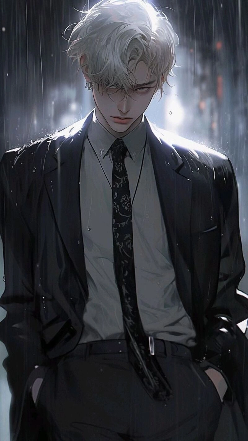 ảnh anime nam tóc trắng ngầu