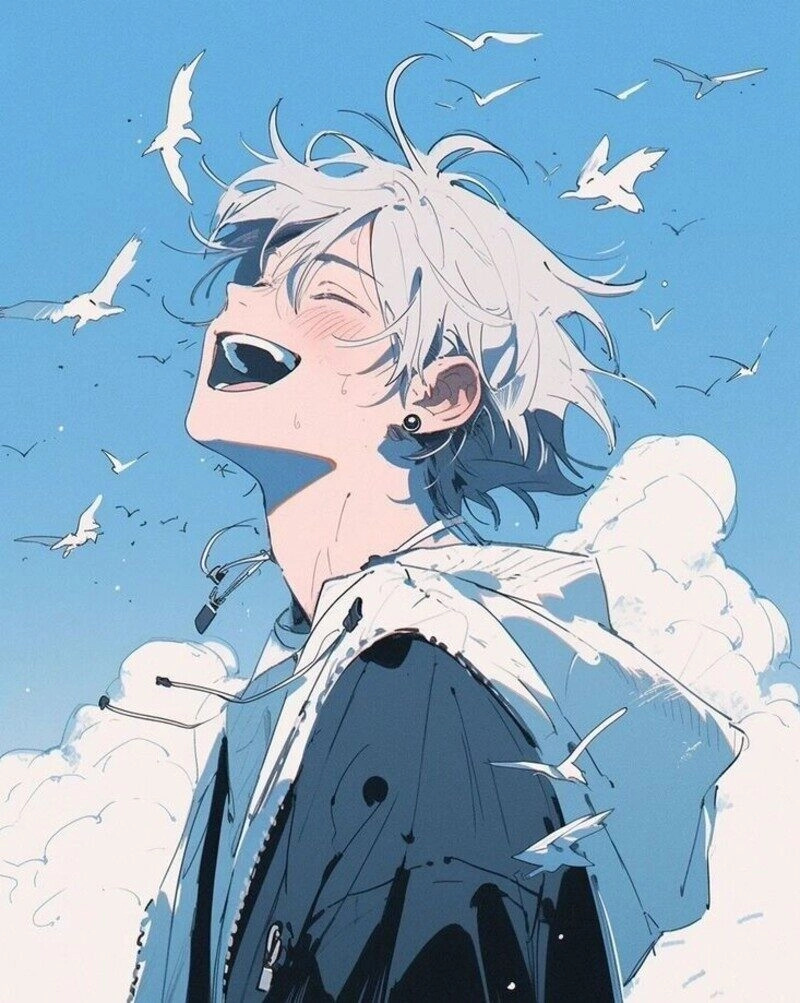 ảnh nam anime tóc trắng