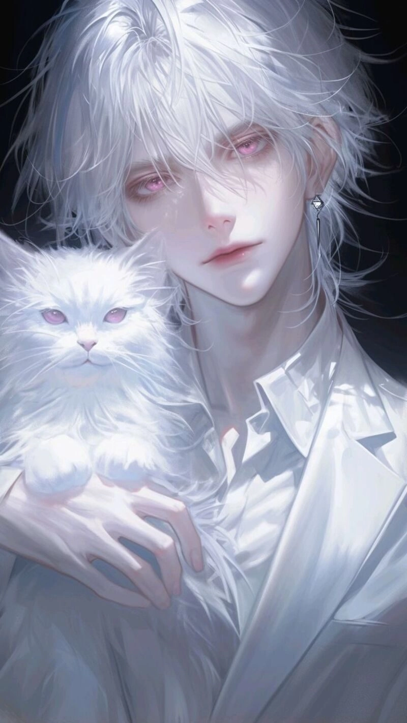 hình ảnh anime ngầu nam tóc trắng