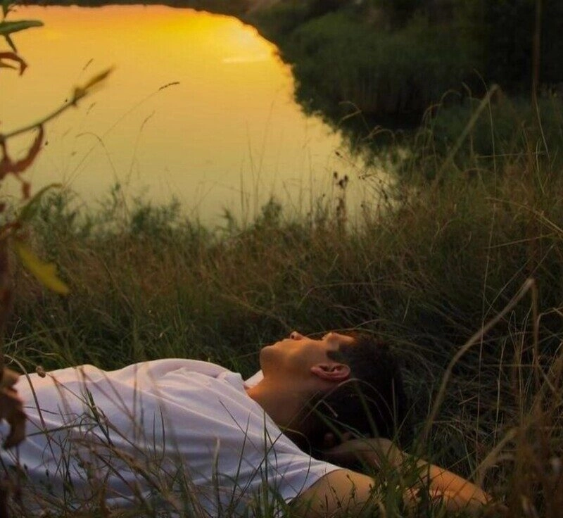 hình ảnh nằm trên bãi cỏ