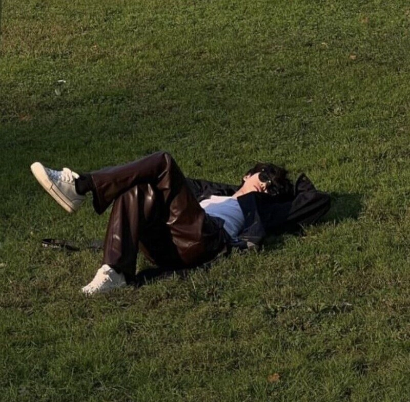 hình ảnh nằm trên bãi cỏ